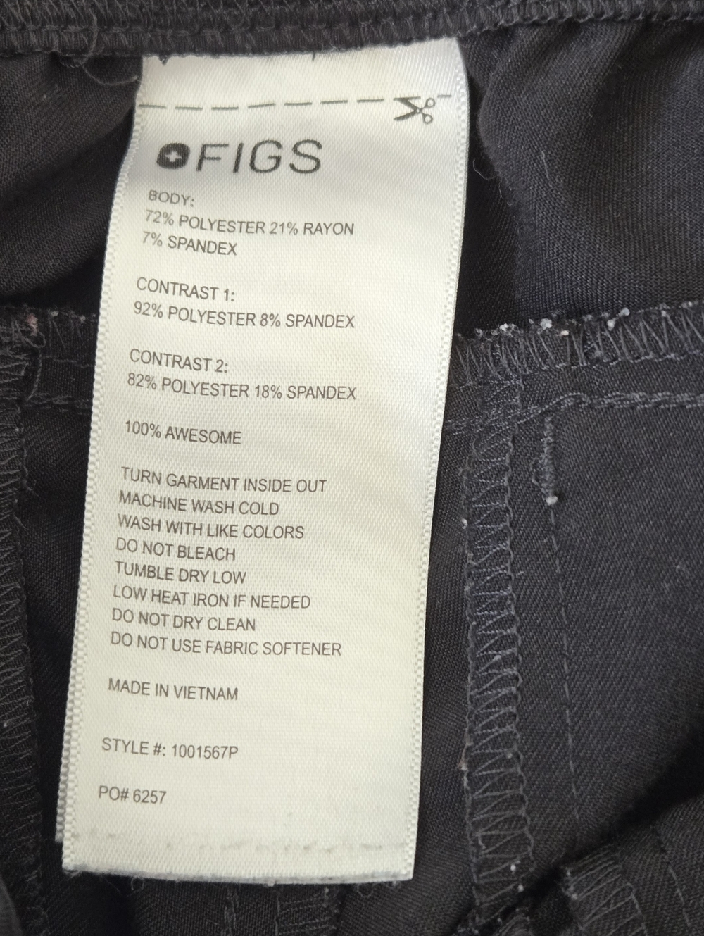 Figs Women Size S/P BLACK High Waisted Isabel Wide Leg Scrub Pants Pockets Work - Picture 14 of 16